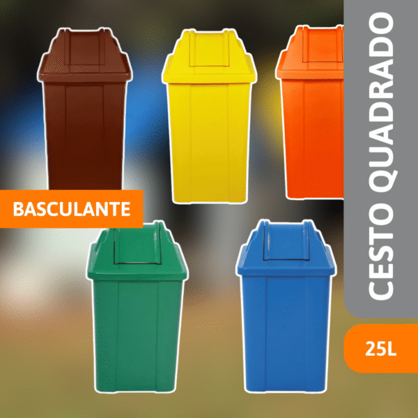 Cesto Quadrado Basculante 25 Litros Color - JSN - Imagem 2