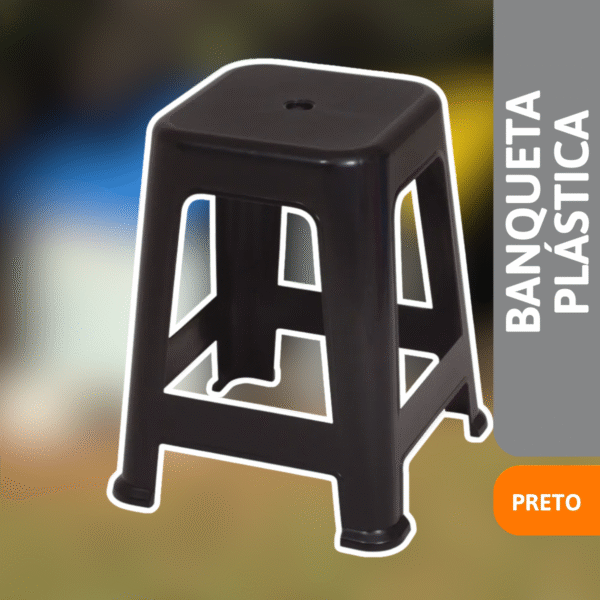 Banqueta Plastica Preta - MOR - Imagem 2