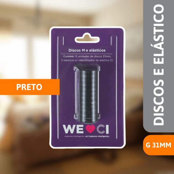 Discos + Elástico Preto G 31mm - NOVITATE - Imagem 2
