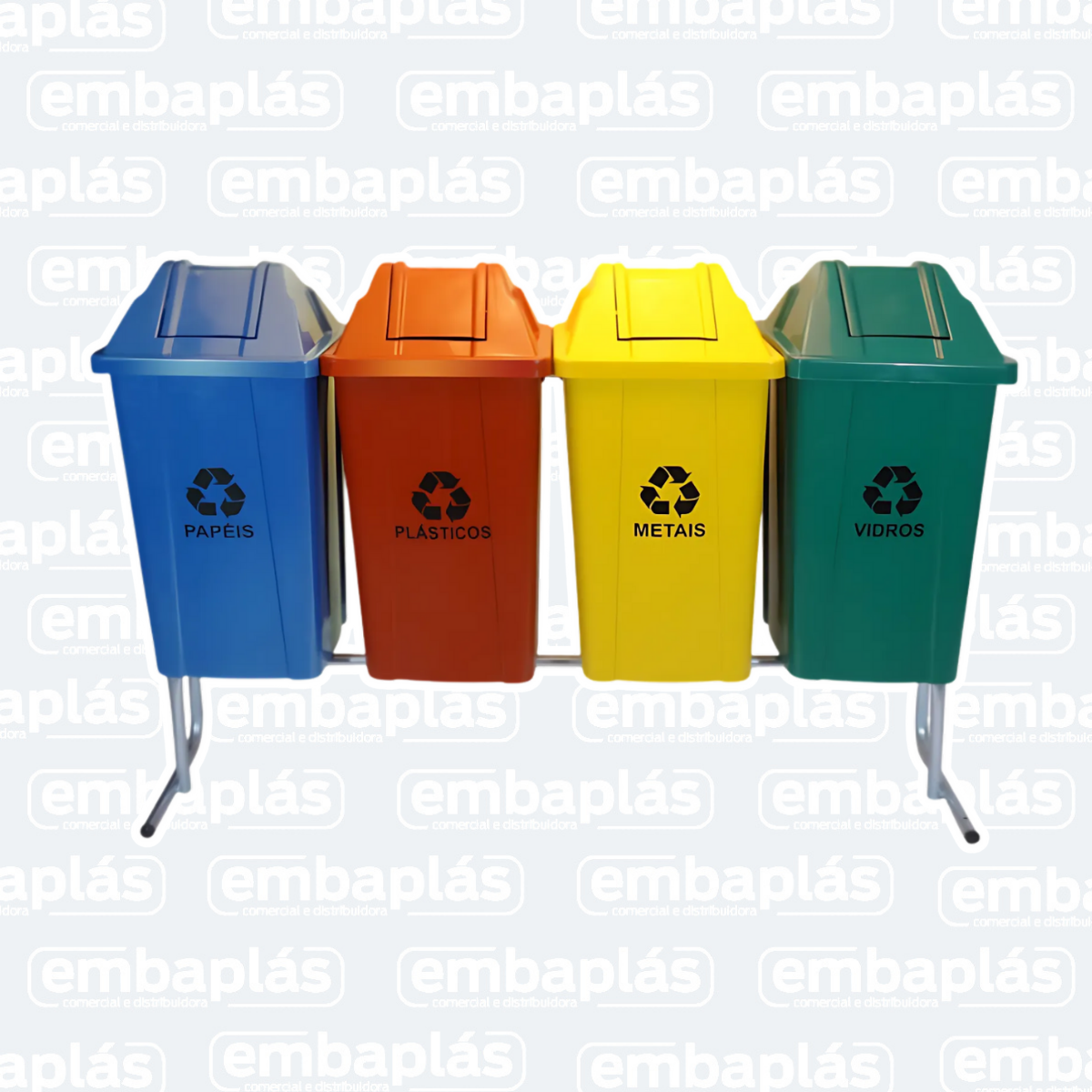 Conjunto Lixeira Coleta Seletivo Basculante 60 Litros - JSN