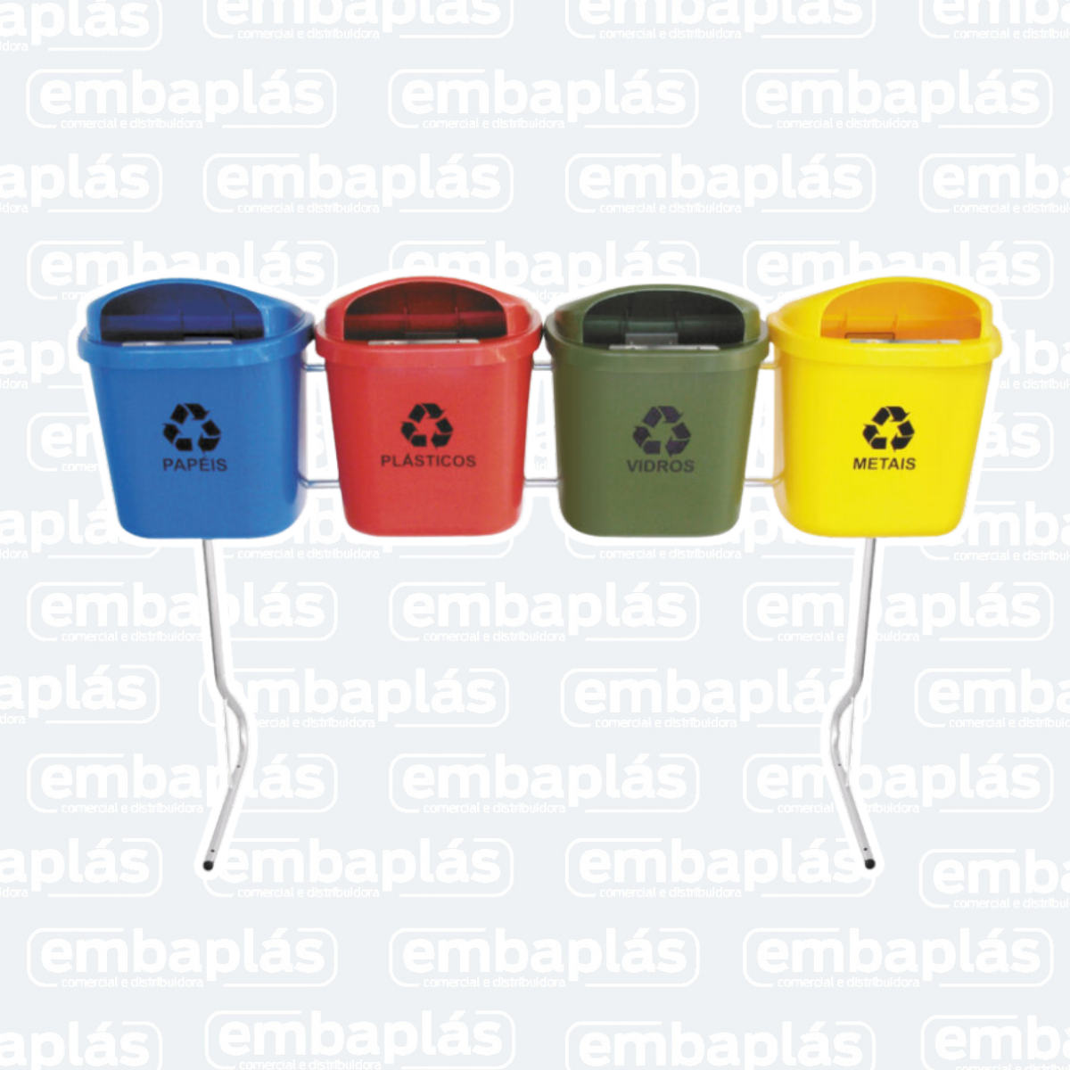 Conjunto Lixeira Coleta Seletiva 40 Litros C/ 4 Cestos - JSN