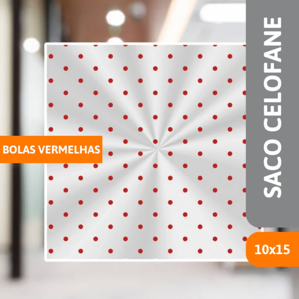 Saco Celofane Bolinha Vermelha 10x15 - VMP - Imagem 2