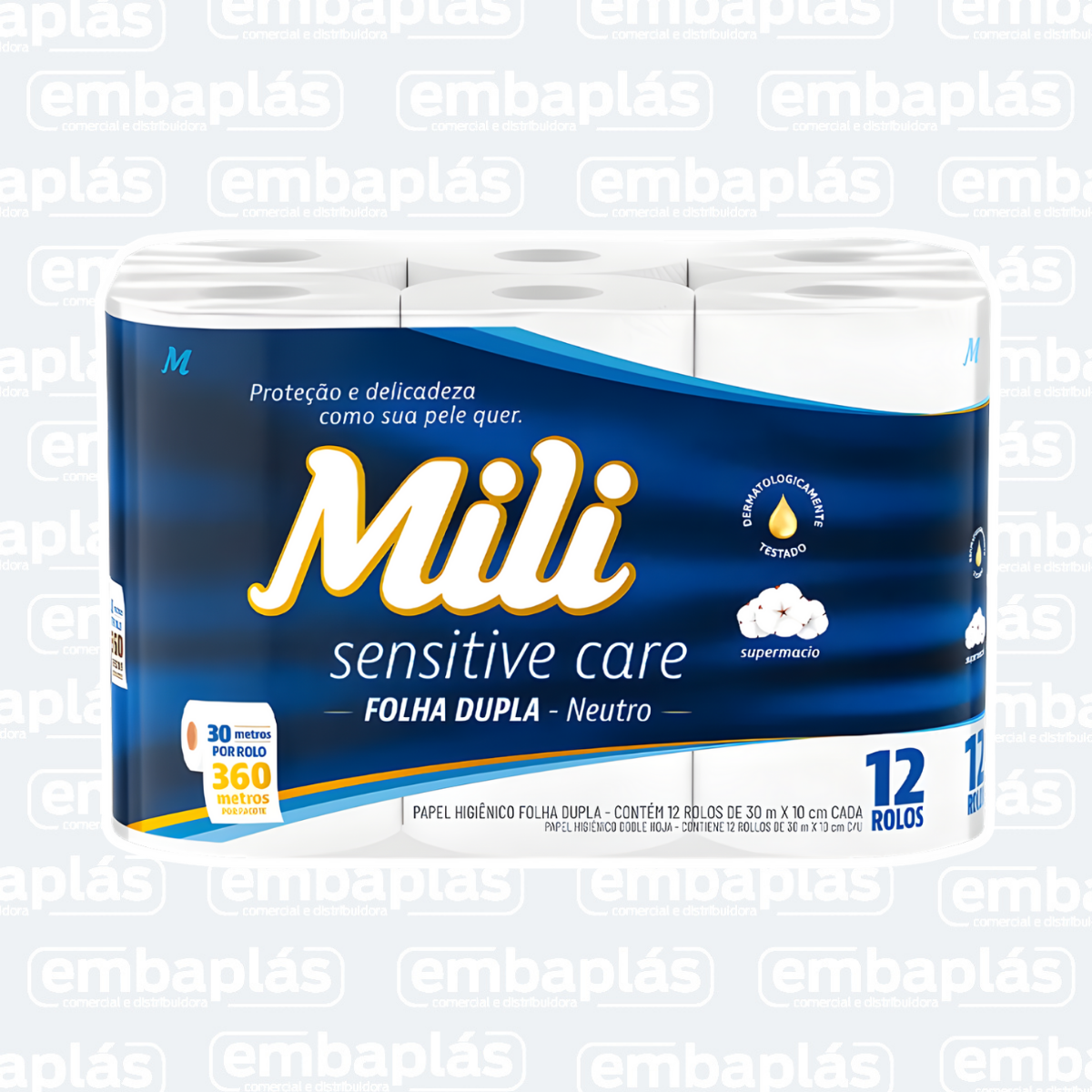Papel Higiênico Folha Dupla 12 x 30MT Sensitive Care - MILI