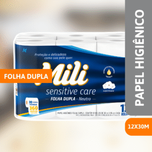 Papel Higiênico Folha Dupla 12 x 30MT Sensitive Care - MILI