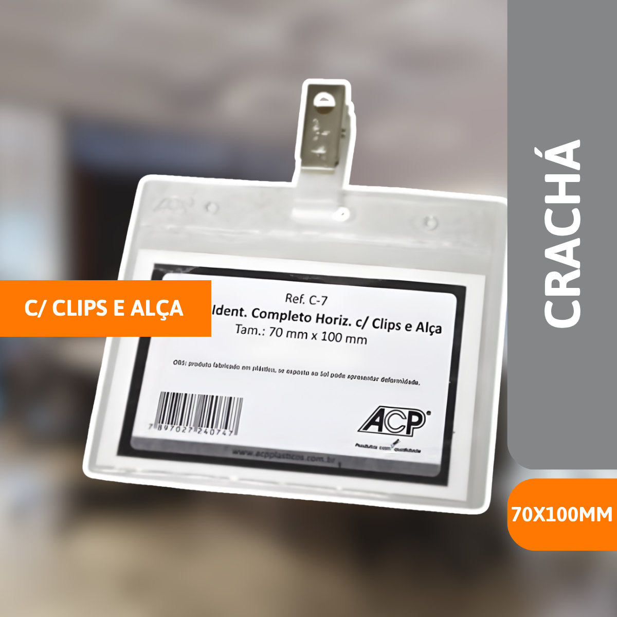 Crachá C/ Clips E Alça Horiz 70x100mm - ACP - Imagem 2