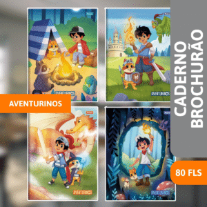 Caderno Brochura Capa Dura 1/4 80 Folhas Aventurinos - FORONI