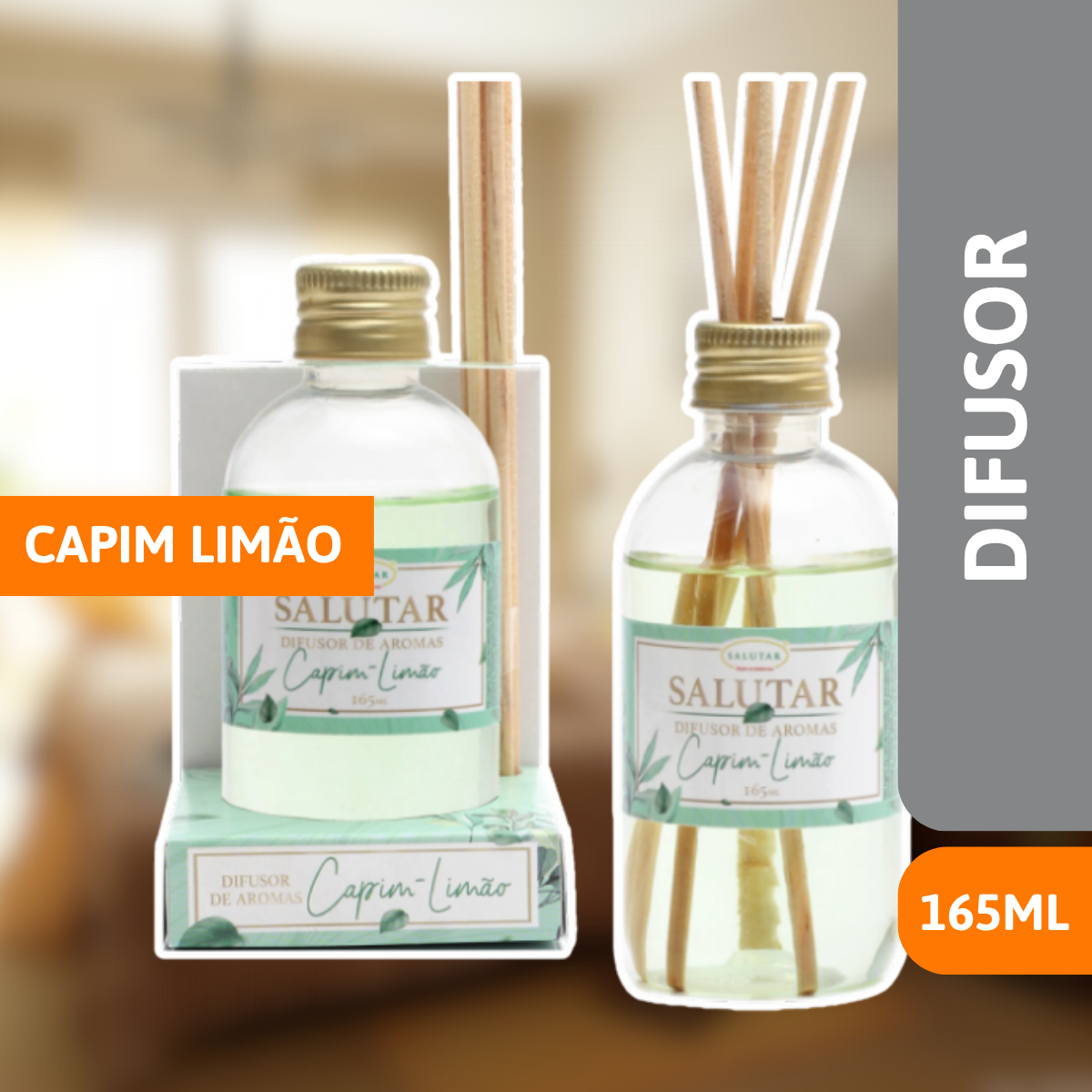 Difusor De Aromas 165ml Capim Limão - SALUTAR - Imagem 2