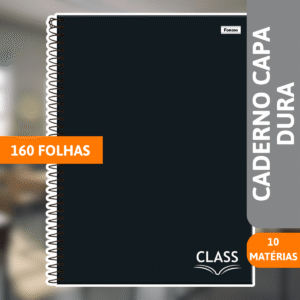 Caderno Universitário Capa Dura 10x1 Class Preto 160 Folhas - FORONI