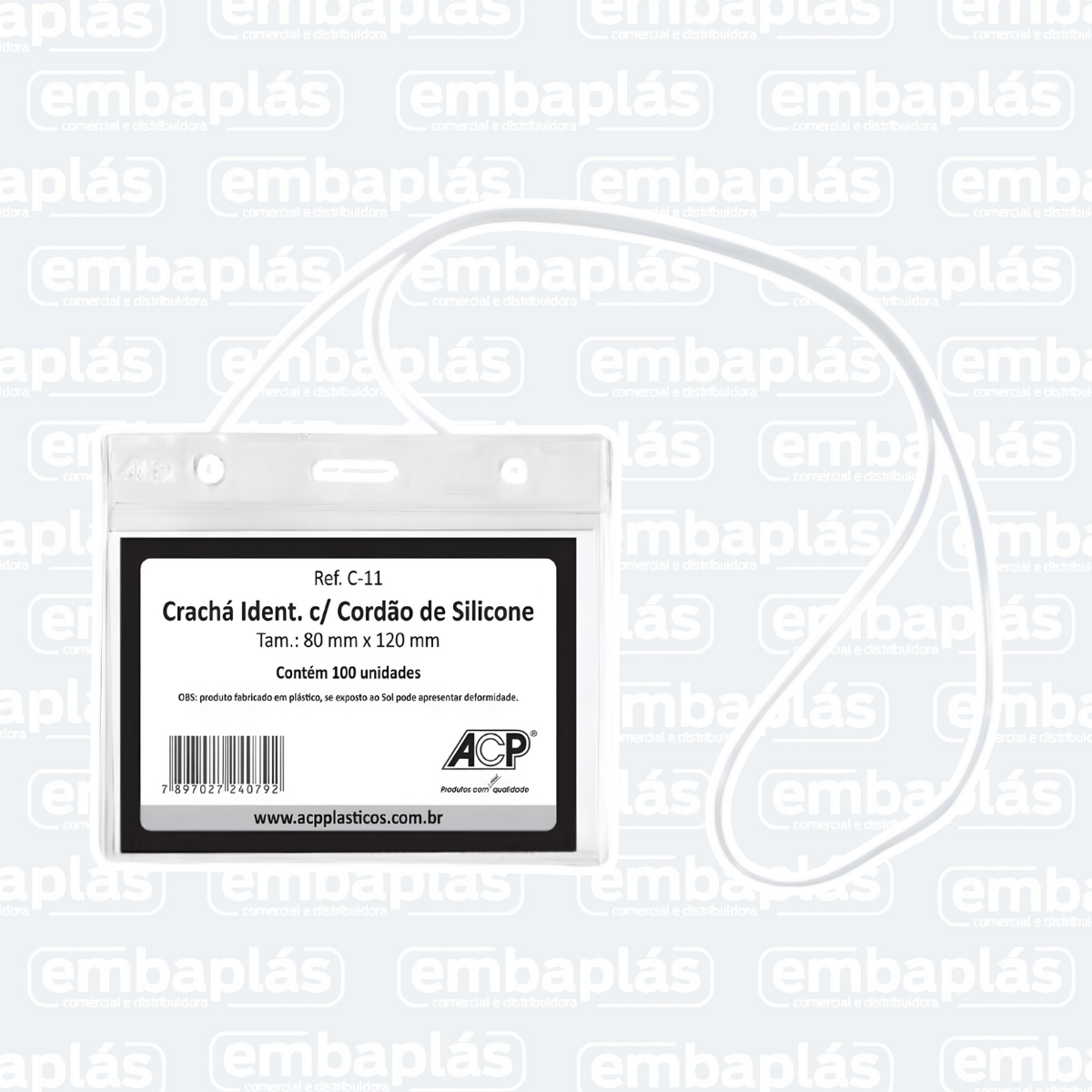 Crachá Cristal C/ Cordão Silicone 80x120mm - ACP