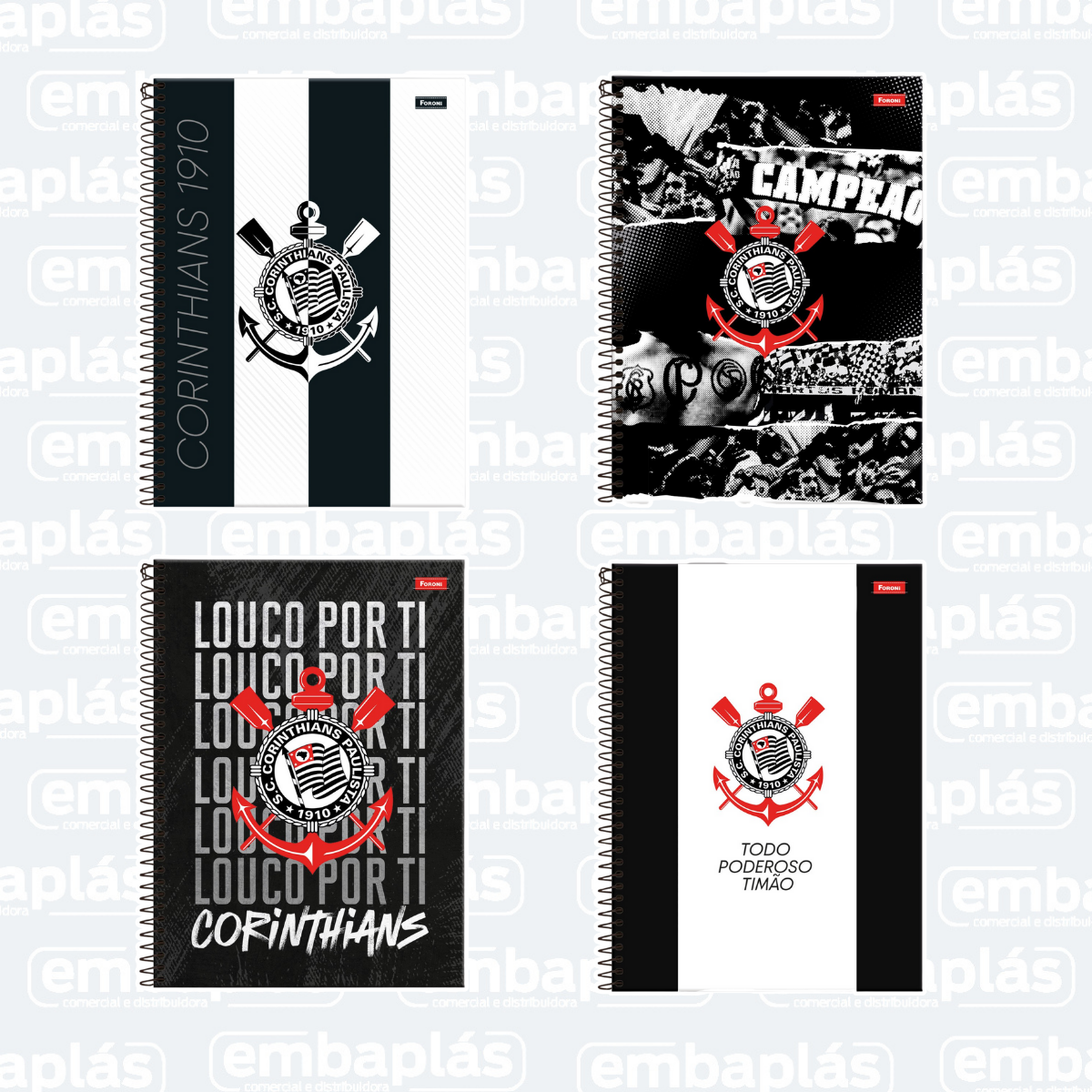 Caderno Universitário Capa Dura  10x1 160 Folhas Corinthians - FORONI
