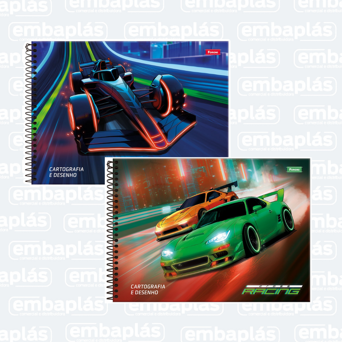 Caderno Cartografia Capa Dura 80 Folhas Cross Racing - FORONI