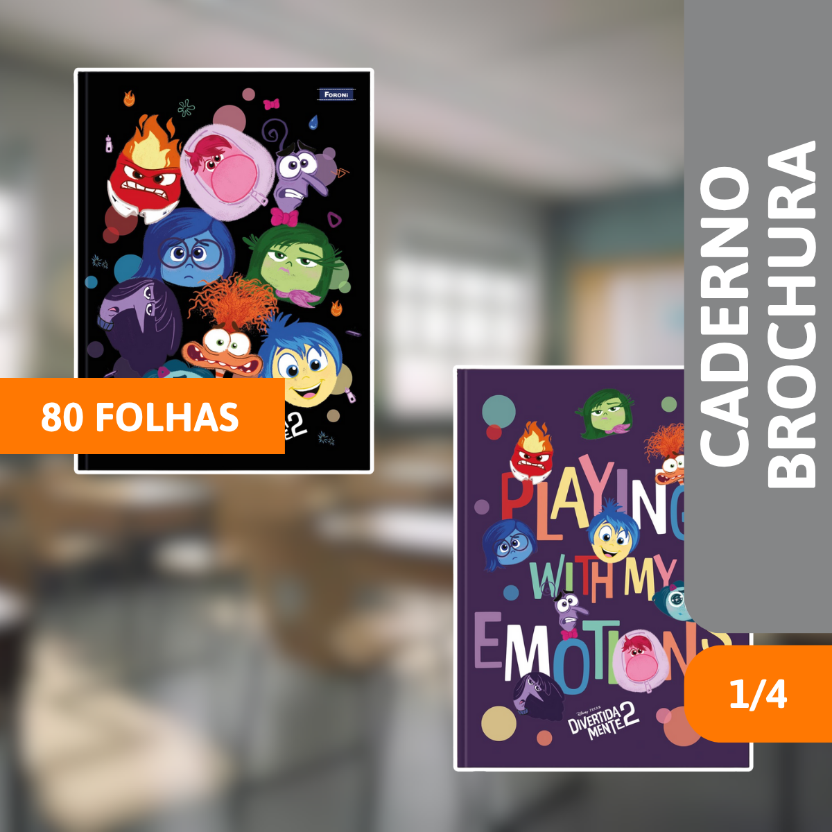 Caderno Brochura Capa Dura 1/4 80 Folhas Divertidamente - FORONI - Imagem 2