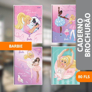 Caderno Brochura Capa Dura 1/4  80 Folhas Barbie - FORONI