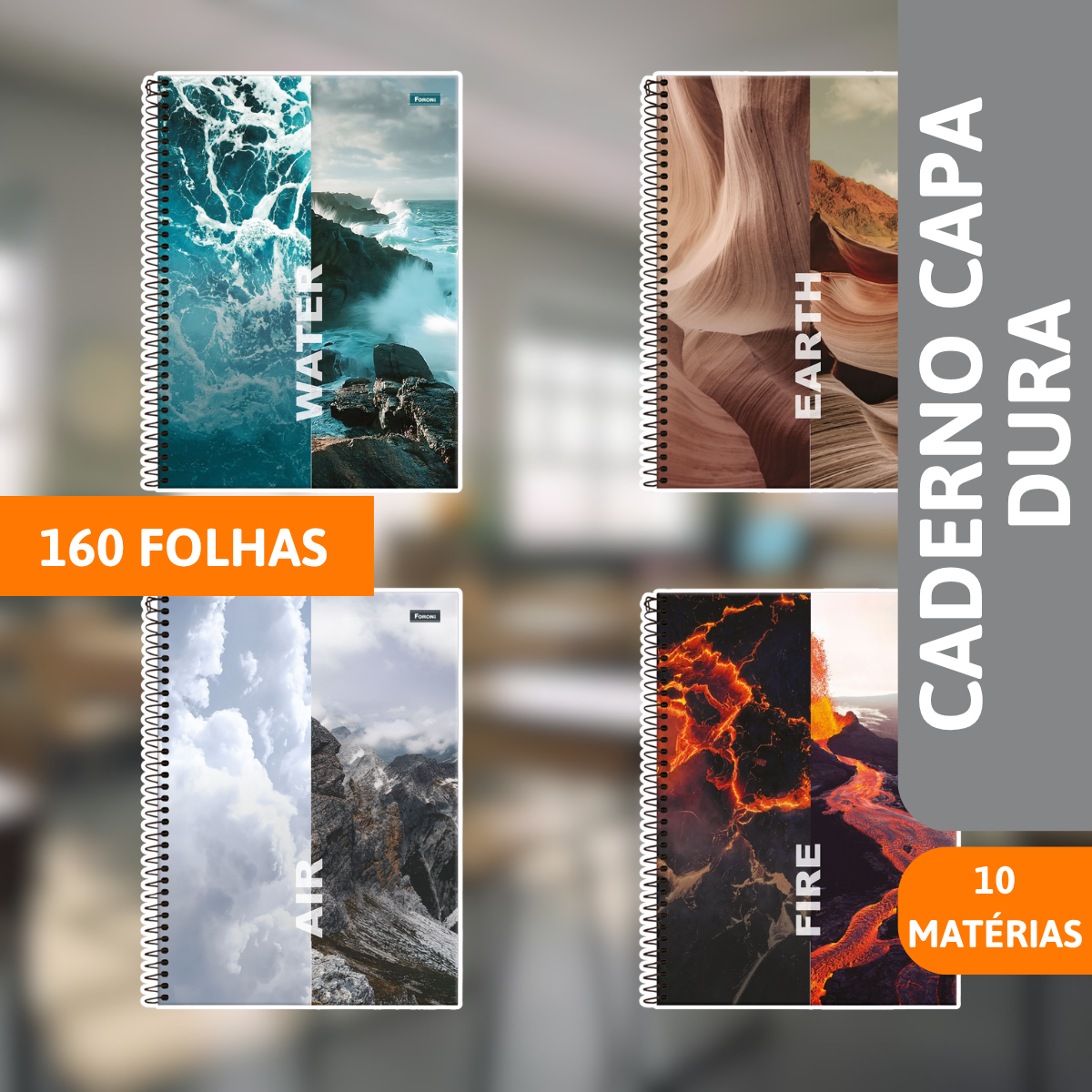 Caderno Universitário Capa Dura 10x1 4 Elementos 160 Folhas - FORONI - Imagem 2