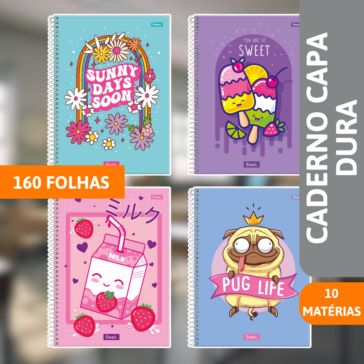 Caderno Universitário Capa Dura 10x1 Ever 160 Folhas - FORONI - Imagem 2