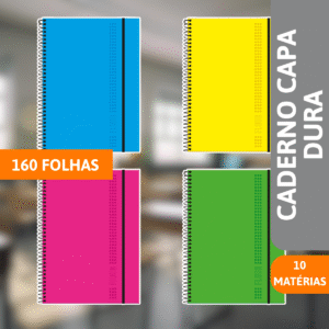 Caderno Universitário Capa Dura 10x1 160 Folhas Fluor Mix - FORONI