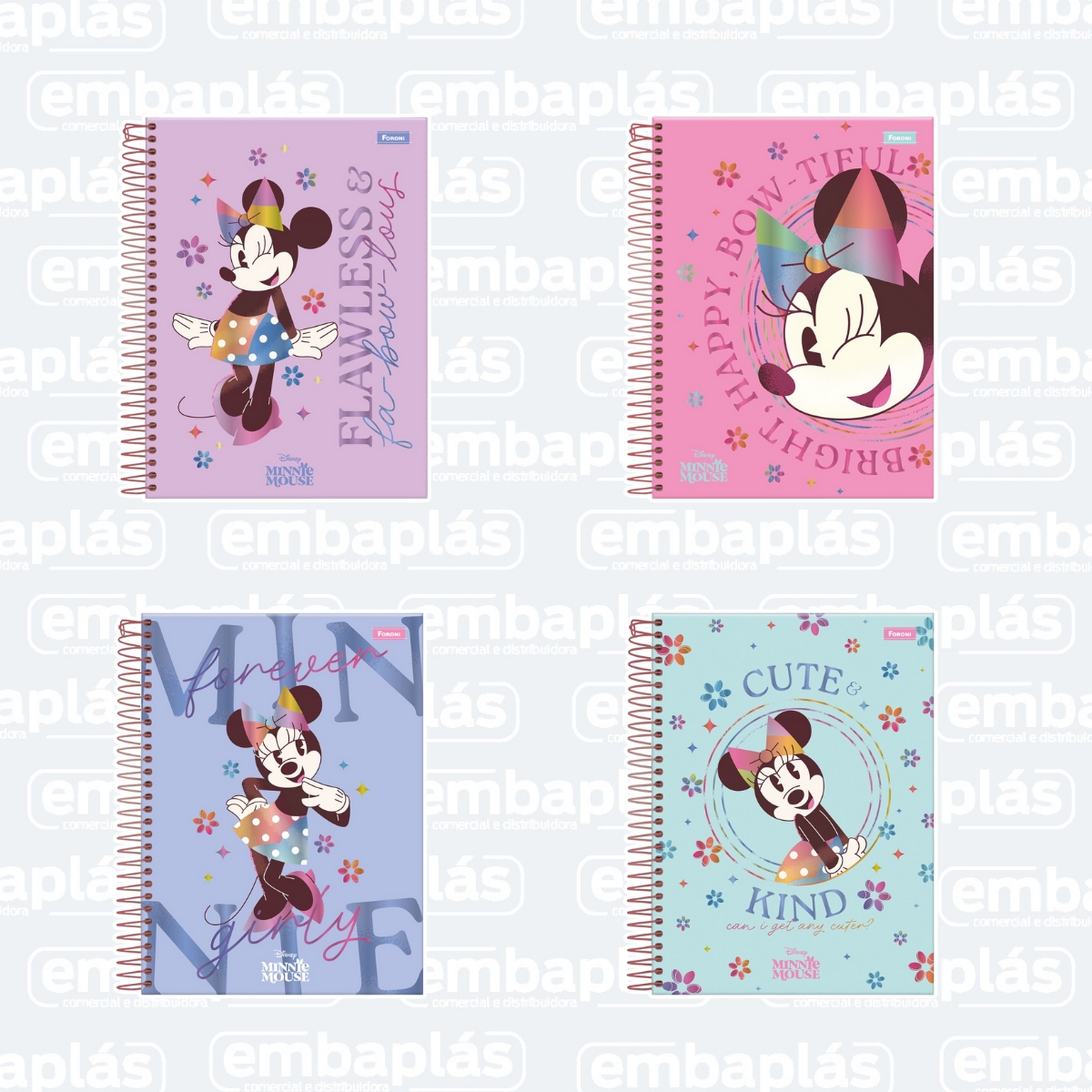 Caderno College Capa Dura 10x1 160 Folhas Minnie Vintage - FORONI