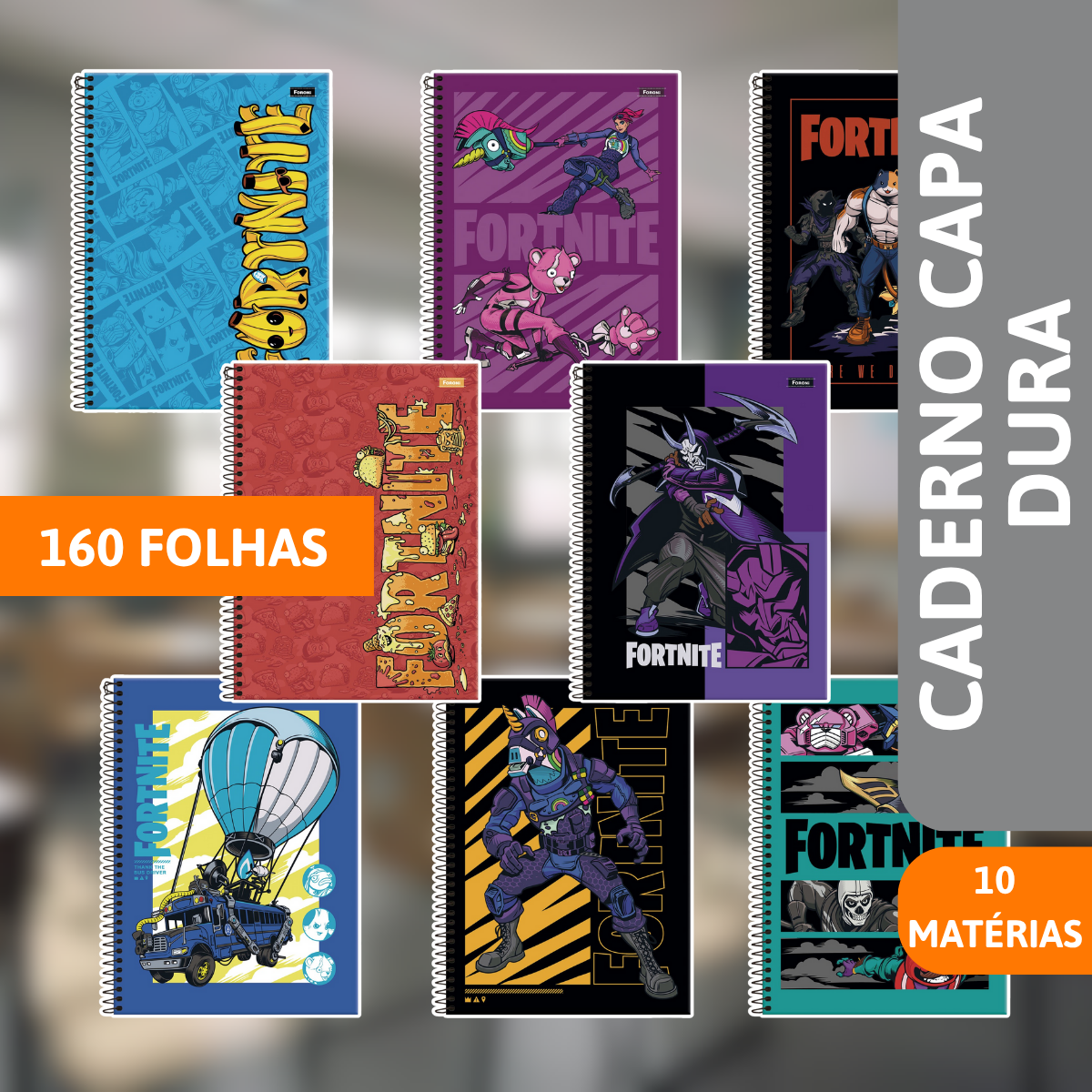 Caderno Universidade Capa Dura 10x1 160 Folhas Fortnite - FORONI - Imagem 2