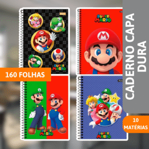 Caderno Universitário Capa Dura 10x1 160 Folhas Super Mario - FORONI