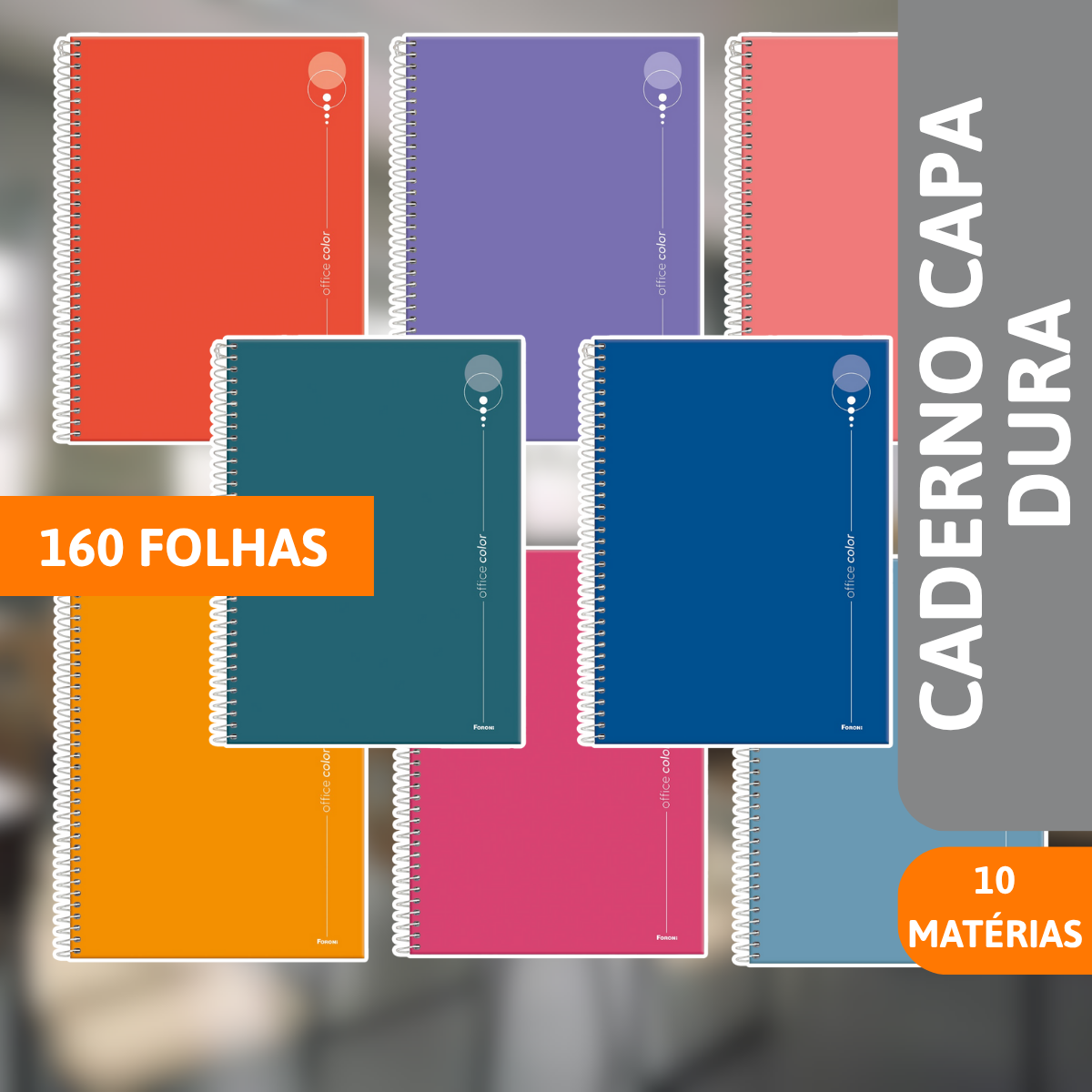 Caderno Universitário 10x1 160 Folhas Office Color - FORONI - Imagem 2