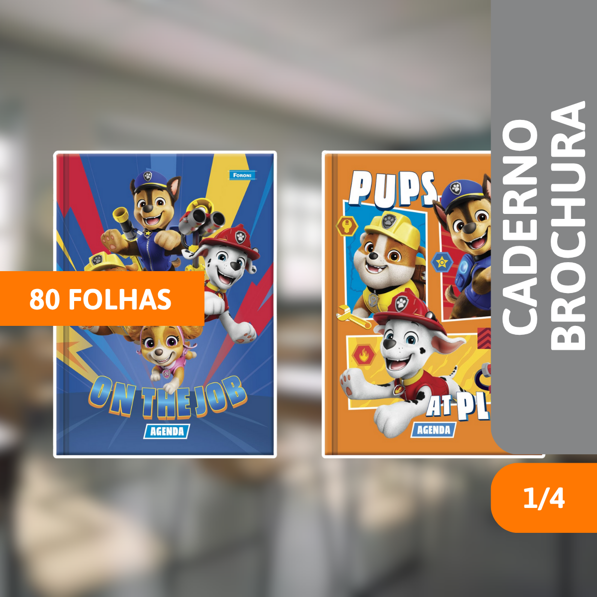 Caderno Brochura Capa Dura 1/4 80 Folhas Patrulha Canina - FORONI - Imagem 2