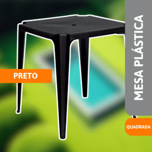 Mesa Plástica Quadrada Preta - MOR