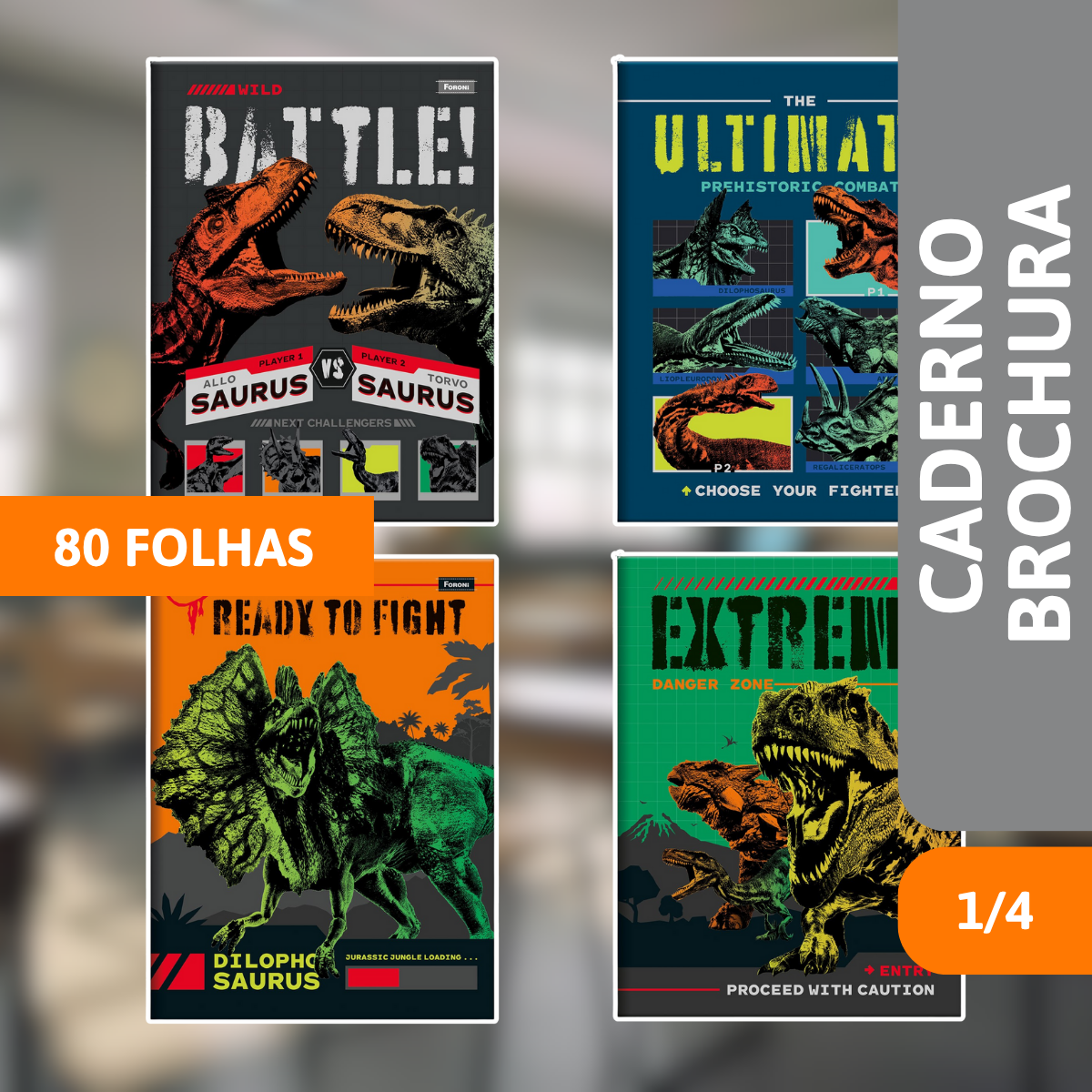 Caderno Brochura Capa Dura 1/4 80 Folhas Sauros - FORONI - Imagem 2