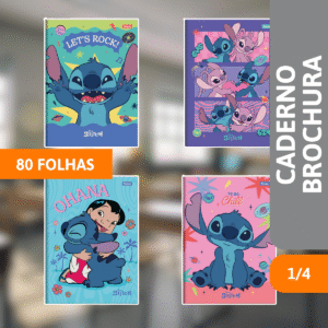 Caderno Brochura Capa Dura 1/4 80 Folhas Stitch - FORONI