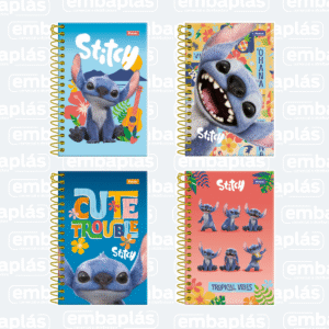 Caderneta Capa Dura 1/8 80 Folhas Stitch Movie - FORONI
