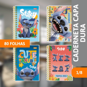 Caderneta Capa Dura 1/8 80 Folhas Stitch Movie - FORONI