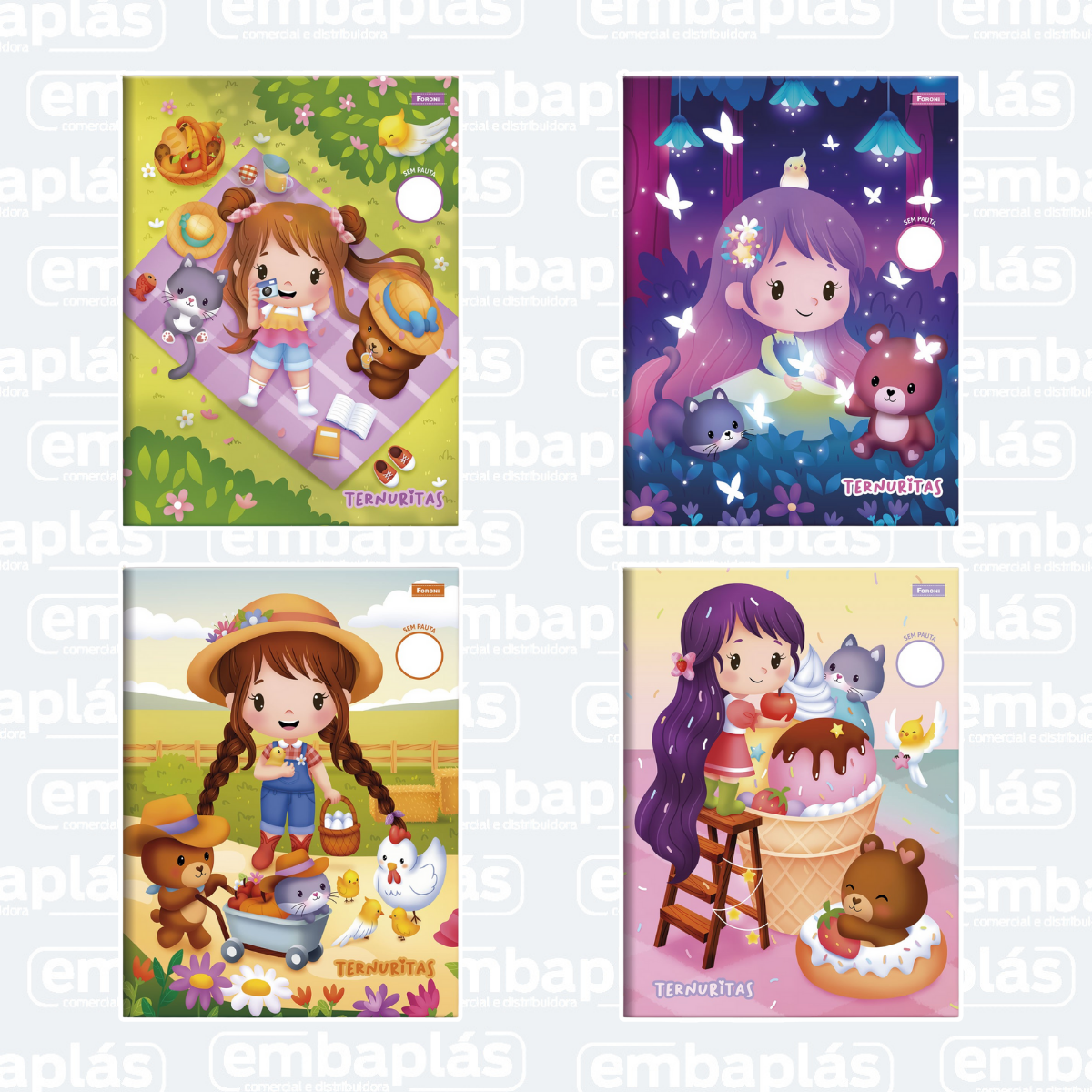 Caderno Brochurão Capa Dura S/ Pauta 60 Folhas Ternuritas - FORONI