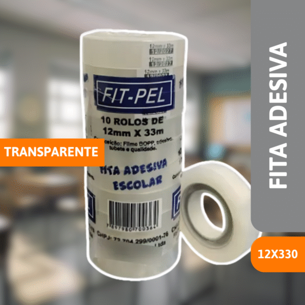 Fita Adesiva 12mm x 33M Transparente - FIT PEL - Imagem 2
