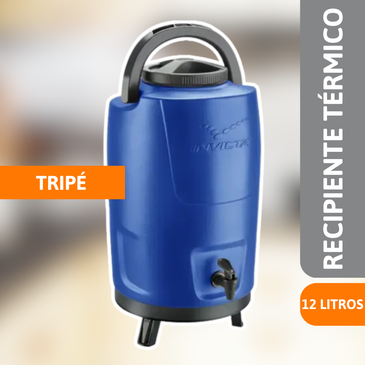 Recipiente Térmico 12 Litros Azul Tripé - INVICTA - Imagem 2