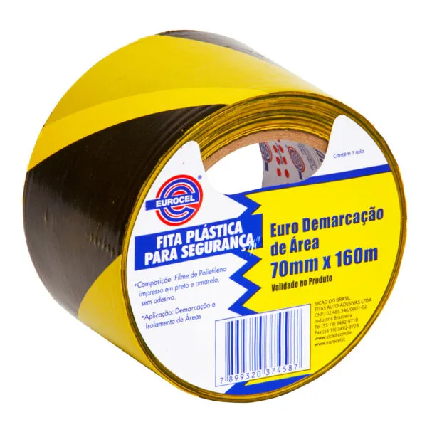 FITA PLÁSTICA P/ DEMARCAÇÃO DE AREA 70MM X 160M - EUROCEL