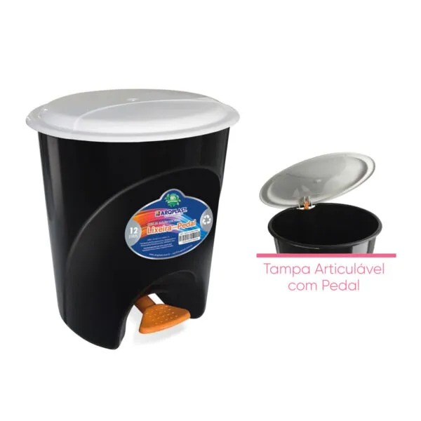 CESTO FECHADO C/ PEDAL 12 LTS - CP12 - ARQPLAST