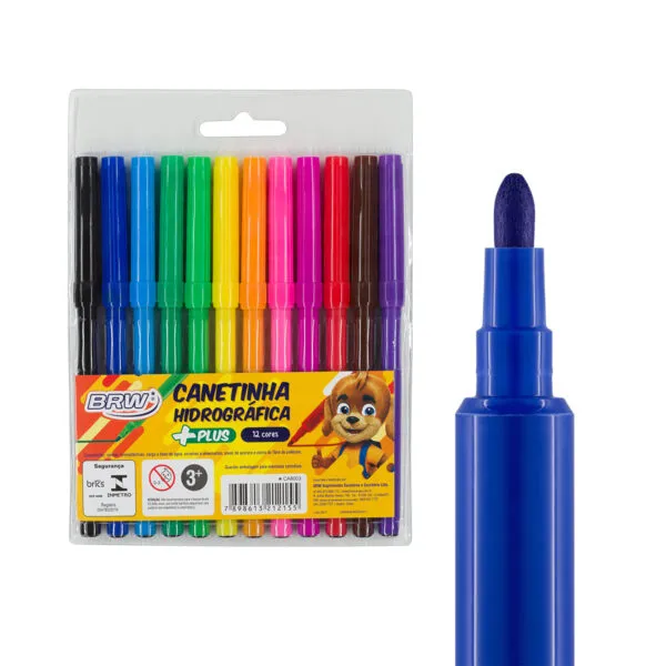 CANETINHA HIDROGRAFICA PLUS C/12 CORES - COD CA8003 - BRW