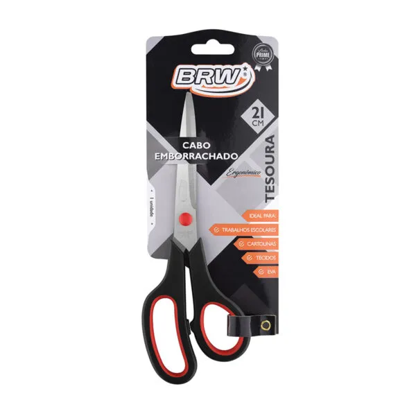 TESOURA DE AÇO INOX 21CM - CABO EMBORRACHADO - COD TE2102 - BRW