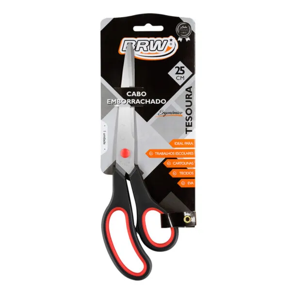 TESOURA DE AÇO INOX 25CM - CABO EMBORRAC - COD TE2502 - BRW