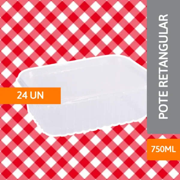 Pote Retangular com tampa 750ML 24 Un - PRAFESTA - Imagem 2