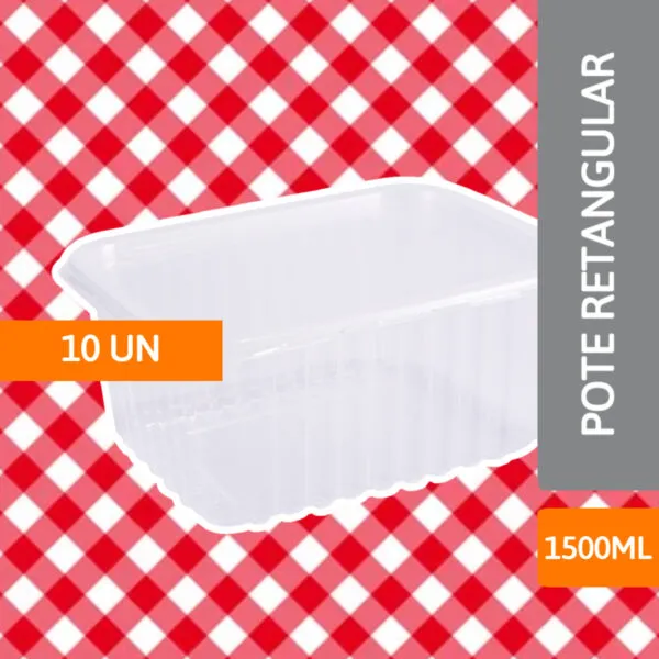 Pote Retangular 1500ML C/10 Un - PRAFESTA - Imagem 2