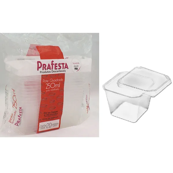 POTE QUADRADO 150 ML PCT C/20 UN - COD 8456 - PRAFESTA
