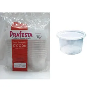 POTE RETANGULAR 1000 ML PCT C/ 24 UN - COD 8321 - PRAFESTA