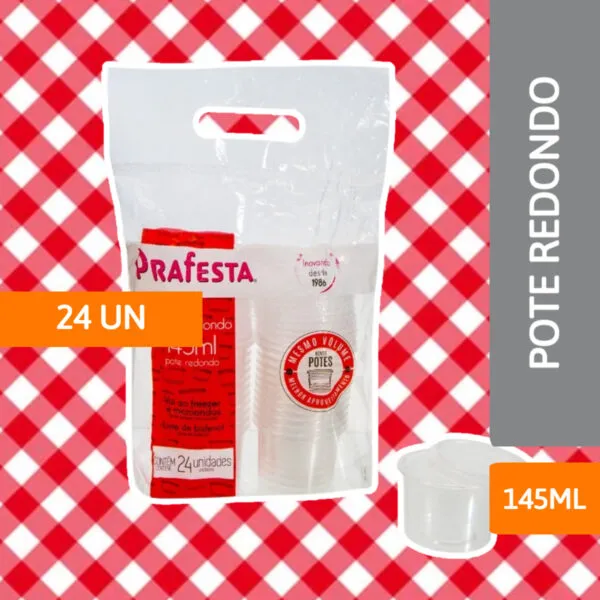Pote Redondo C/ Sobretampa 145 ML 24 Un - PRAFESTA - Imagem 2